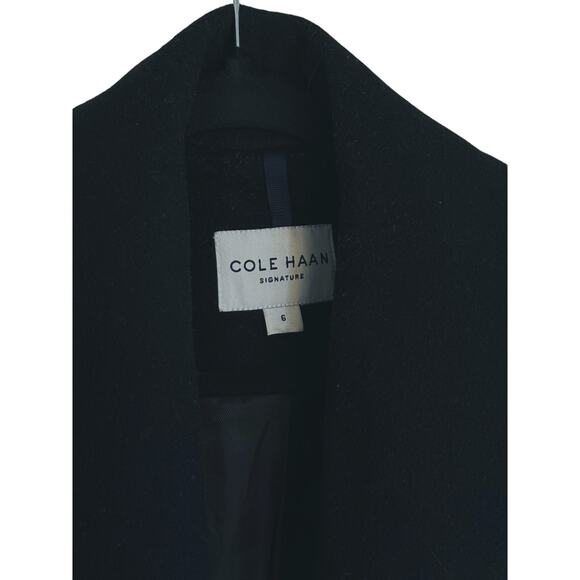 Cole Haan Wool Belted Wrap Peacoat Size 6 Black - Picture 9 of 14